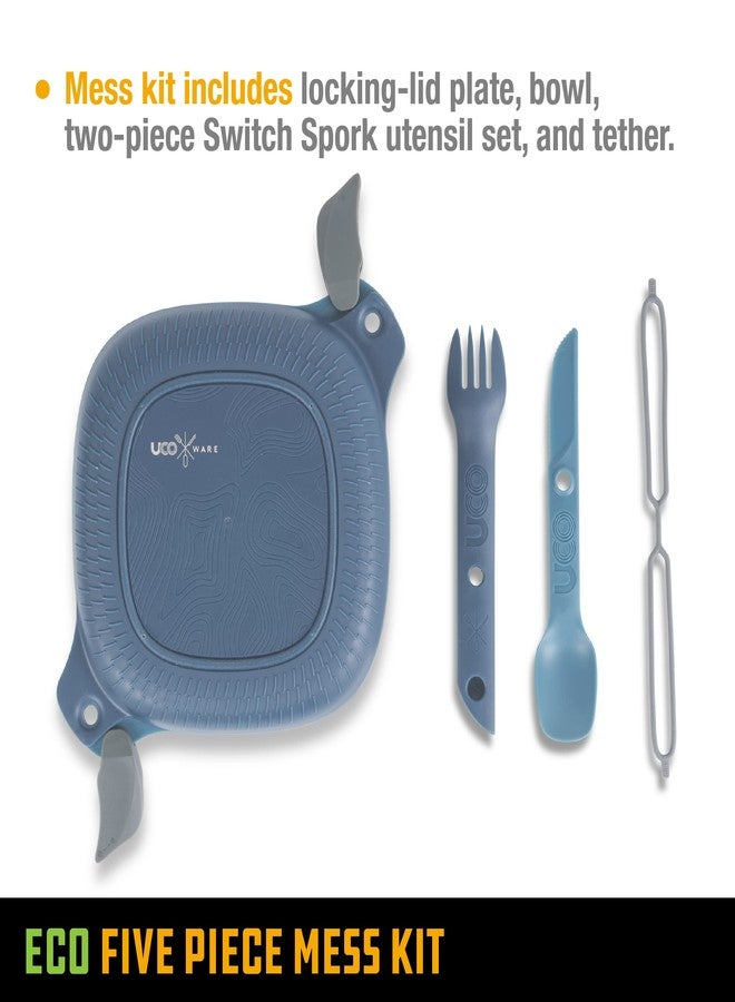 UCO Recycled ECO 5-Piece Camping Mess Kit with Bowl, Plate, and Switch Camping Spork - Image 4